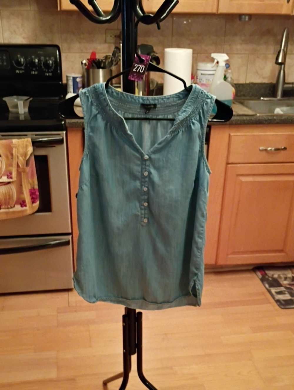 Talbots Light Blue Chambray Button-Front Sleeveless Camisole